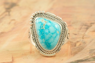 Genuine Kingman Web Turquoise Sterling Silver Ring